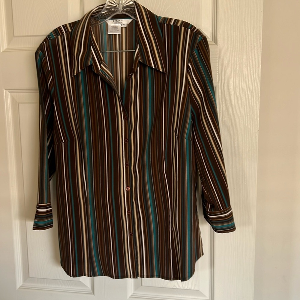 Women’s XL Qtr Length Sleeve Top Multi -Brns